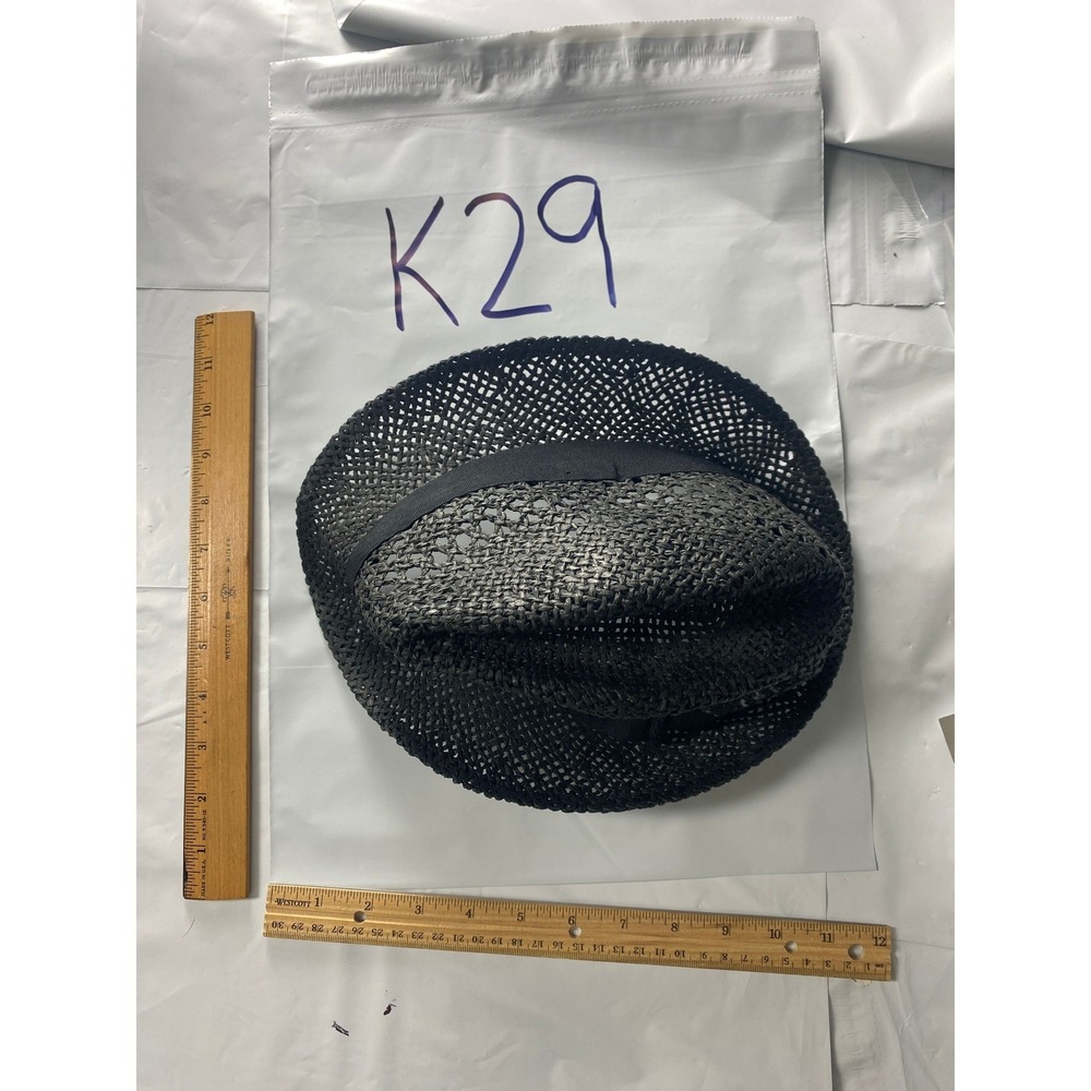 Black Woven Straw‎ Sun Hat Wide Brim Packable Beach Vacation